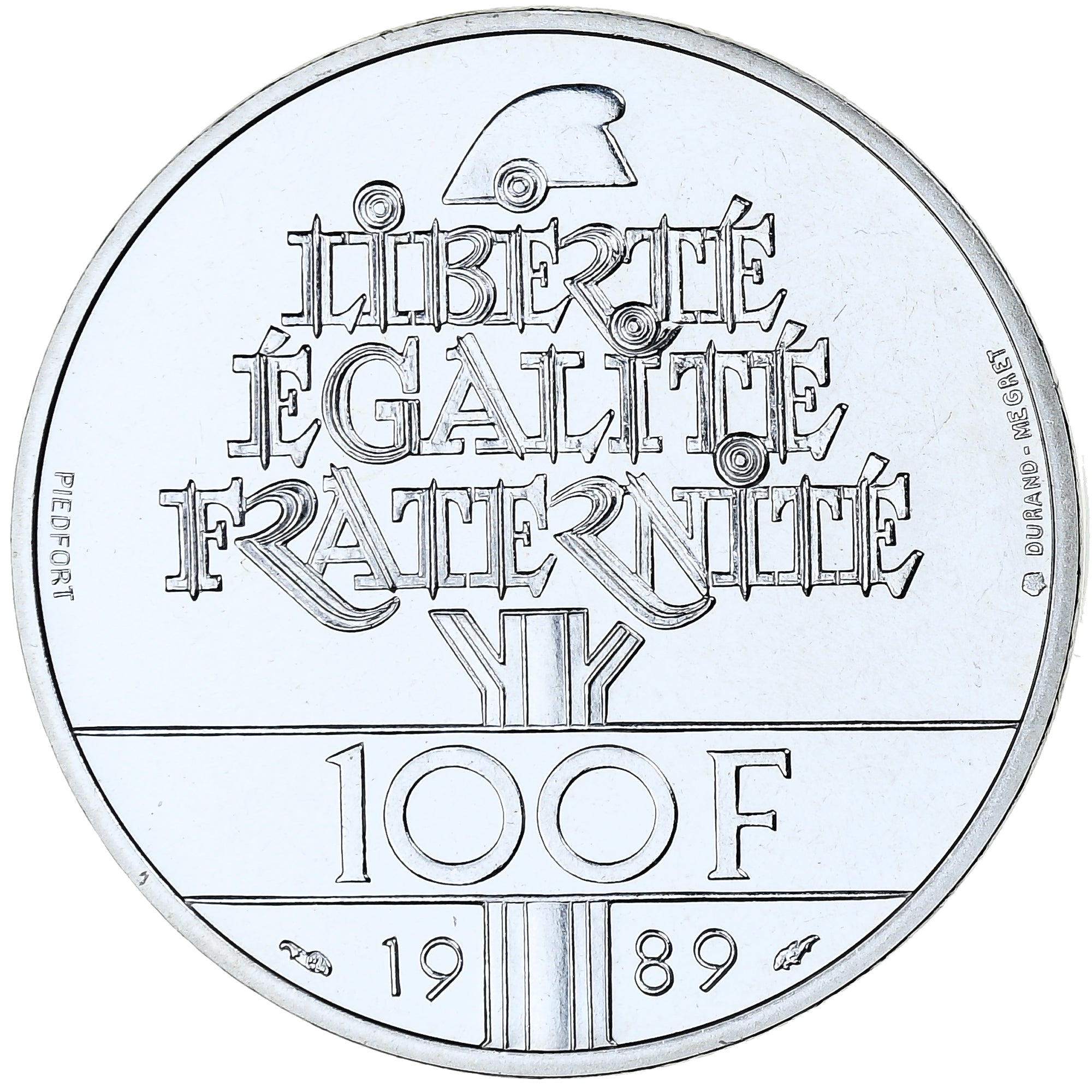 France, 100 Francs, Droits de l'Homme, 1989, MDP, Piéfort, Argent, FDC