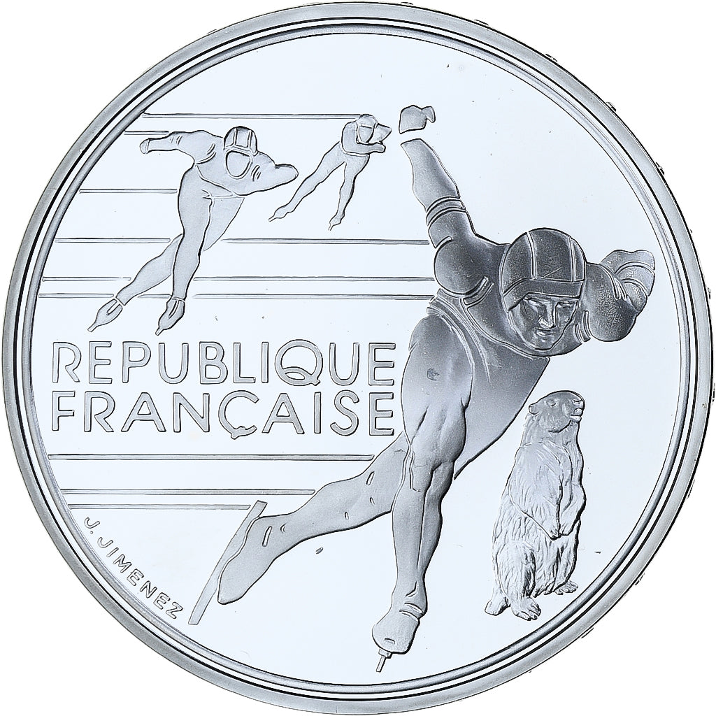 France, 100 Francs, 1992 Olympics, Albertville, Speed Skating, 1990, MDP