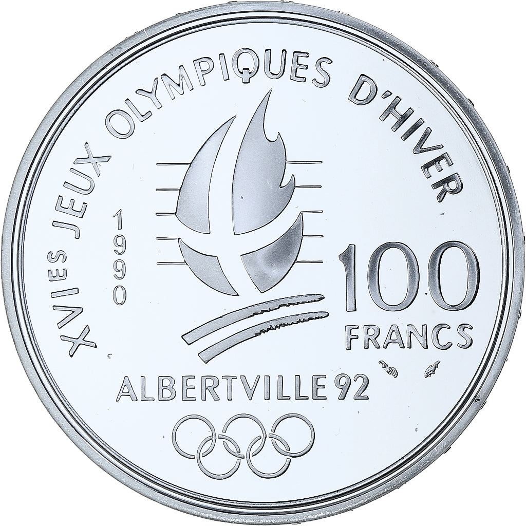 France, 100 Francs, 1992 Olympics, Albertville, Speed Skating, 1990, MDP