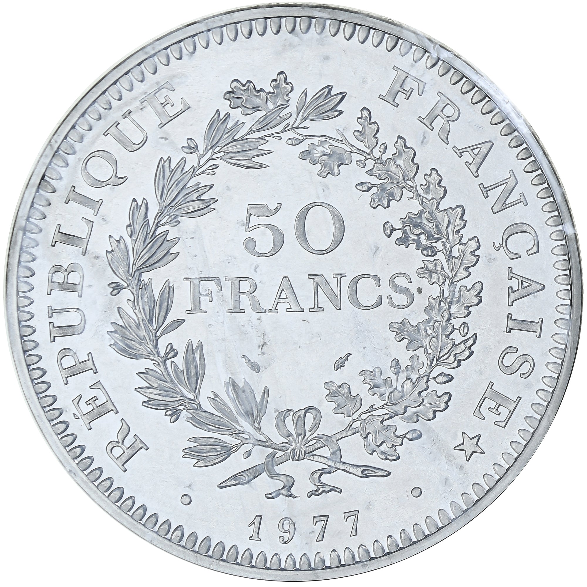 Francia, 50 Francs, Hercule, 1977, MDP, Piéfort, Argento, FDC, Gadoury:223.P1