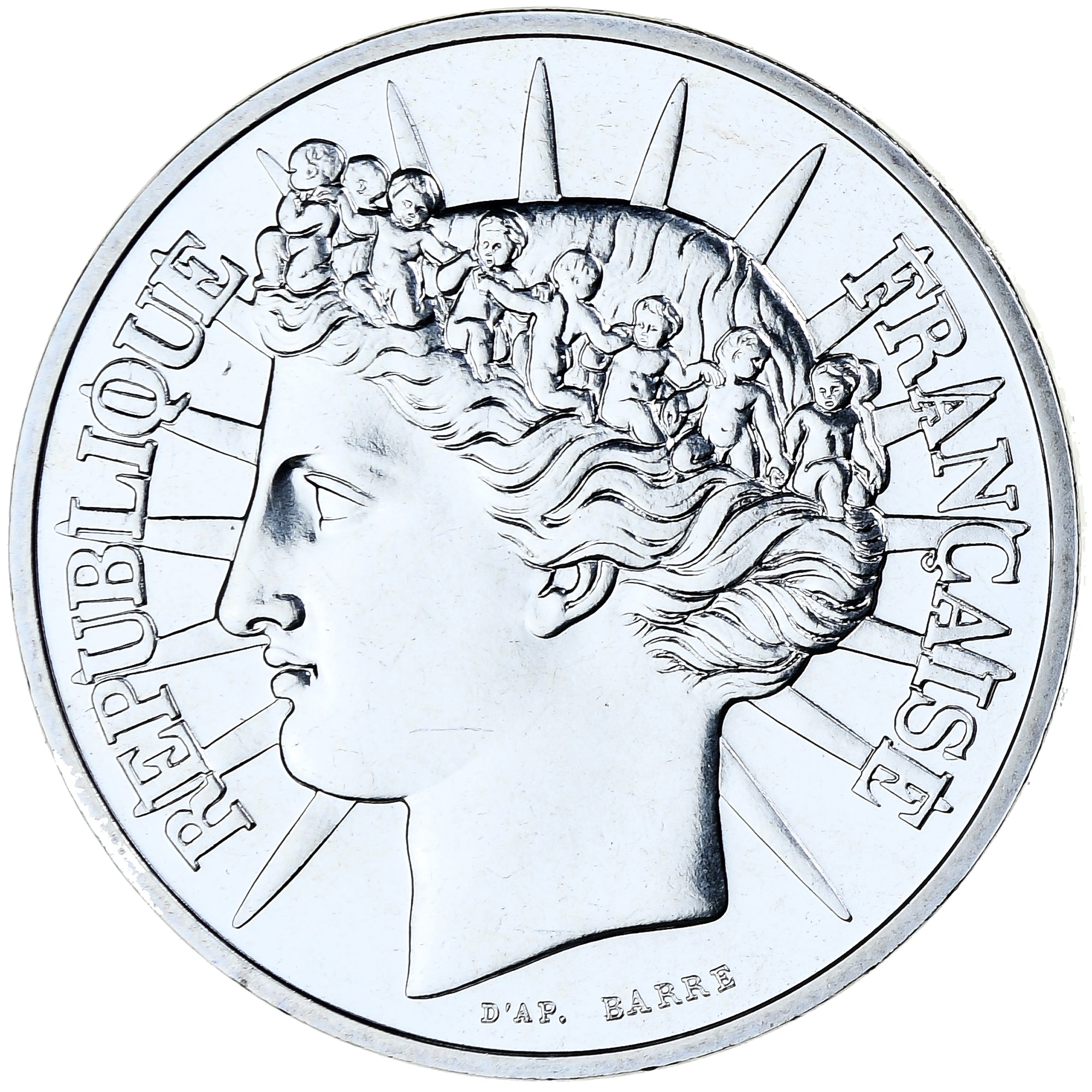 France, 100 Francs, Fraternité, 1988, MDP, Piéfort, BU, Argent, FDC