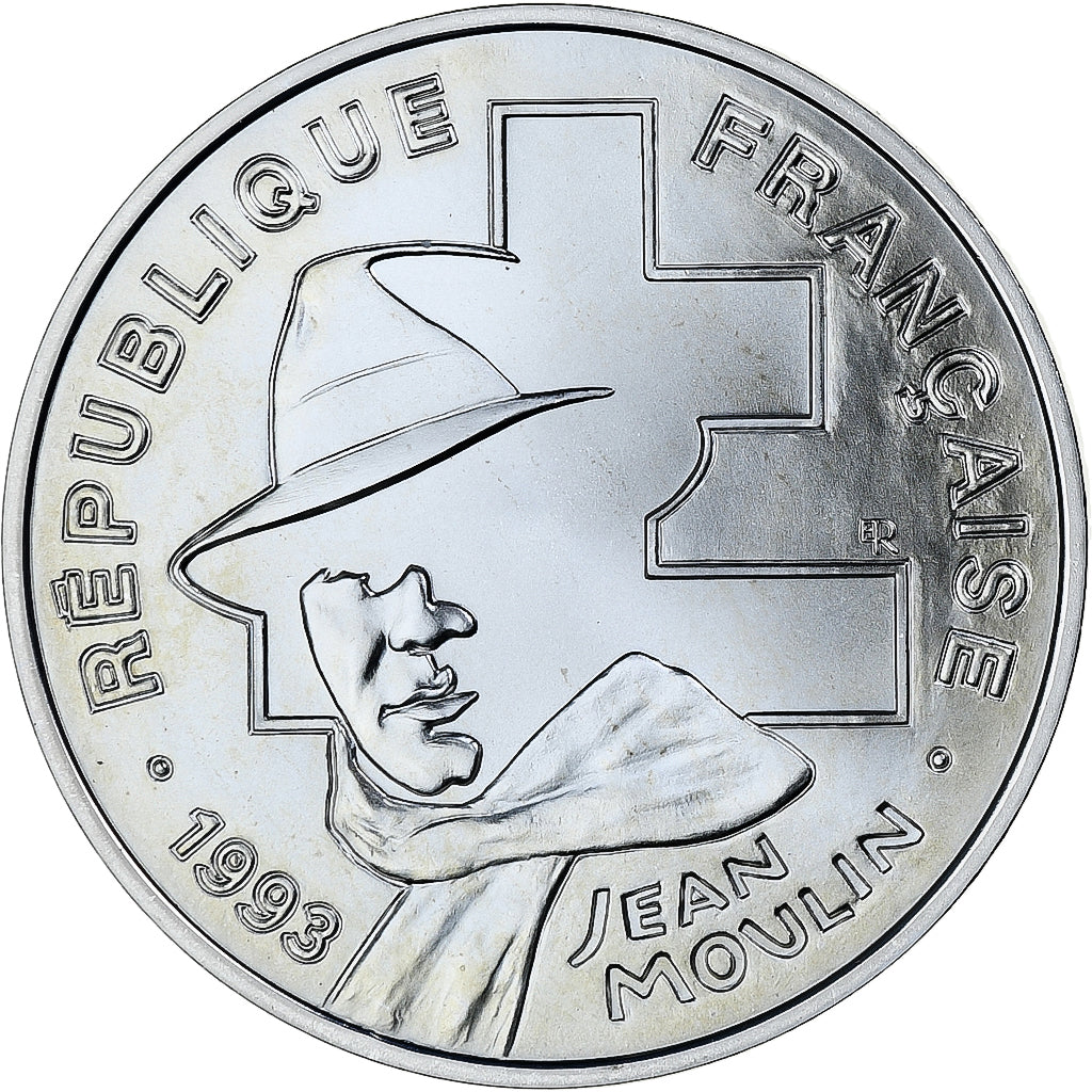 Francia, 100 Francs, Jean Moulin, 1993, MDP, BU, Argento, FDC