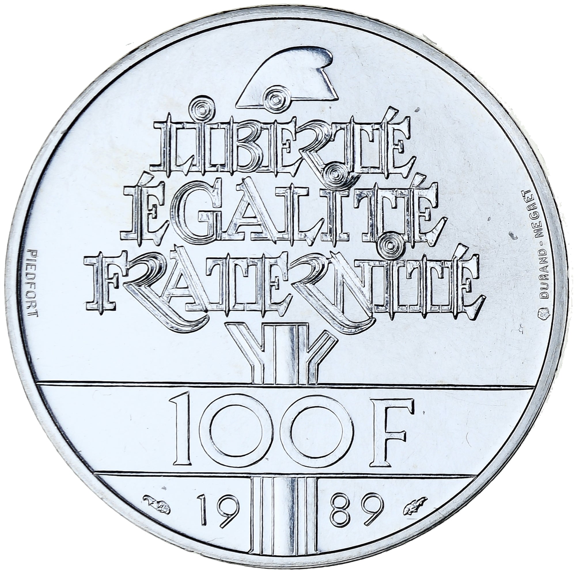 France, 100 Francs, Droits de l'Homme, 1989, MDP, Piéfort, BU, Argent, FDC