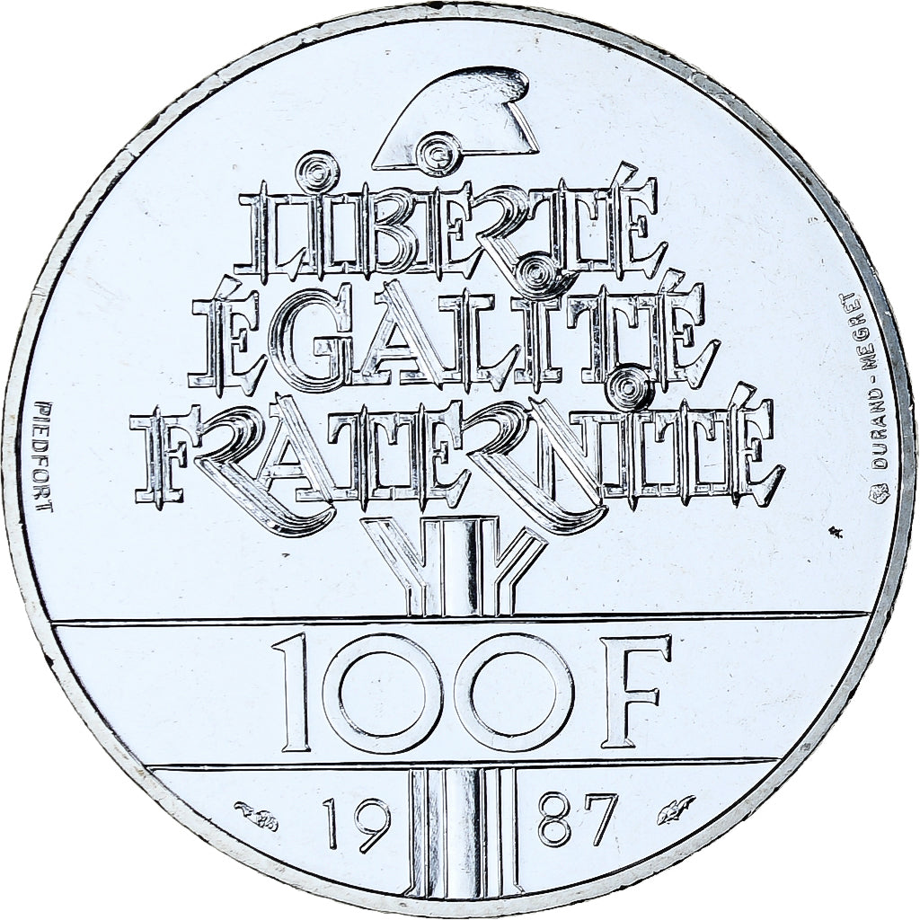 France, 100 Francs, La Fayette, 1987, MDP, Piéfort, BU, Argent, FDC