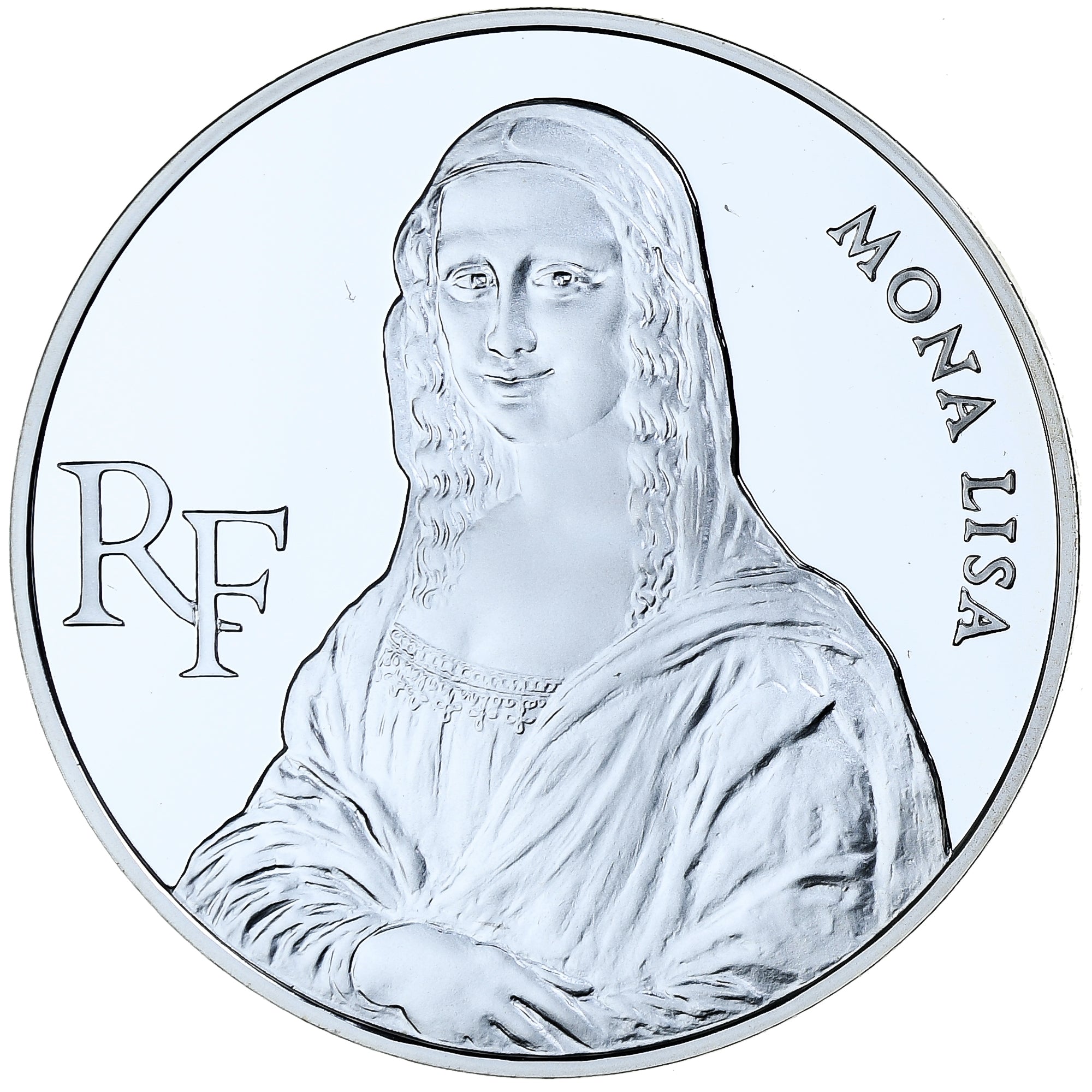 France, 100 Francs, Mona Lisa, 1993, MDP, BE, Silver, MS(65-70)
