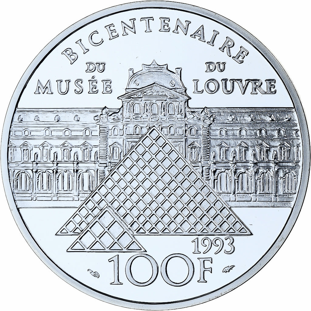 France, 100 Francs, Mona Lisa, 1993, MDP, BE, Silver, MS(65-70)