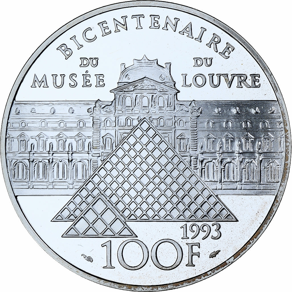 France, 100 Francs, La Victoire de Samothrace, 1993, MDP, BE, Silver, MS(65-70)