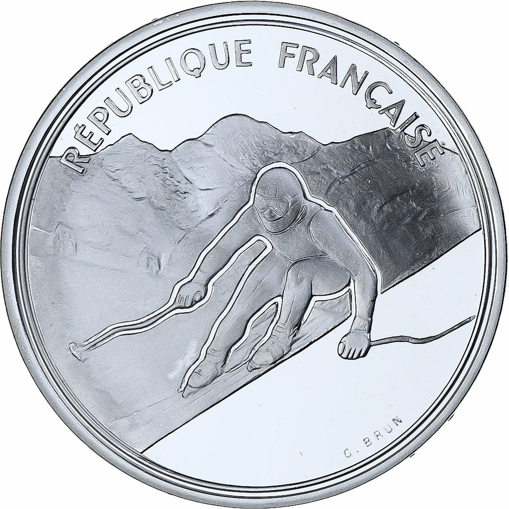 Francia, 100 Francs, 1992 Olympics, Albertville, Alpine Skiing, 1989, MDP, BE