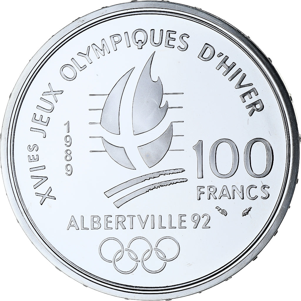 Francia, 100 Francs, 1992 Olympics, Albertville, Ice Skating, 1989, MDP, BE