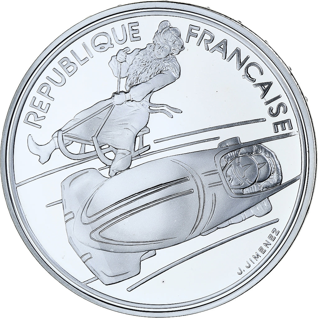 France, 100 Francs, 1992 Olympics, Albertville, Bobsledding, 1990, MDP, BE