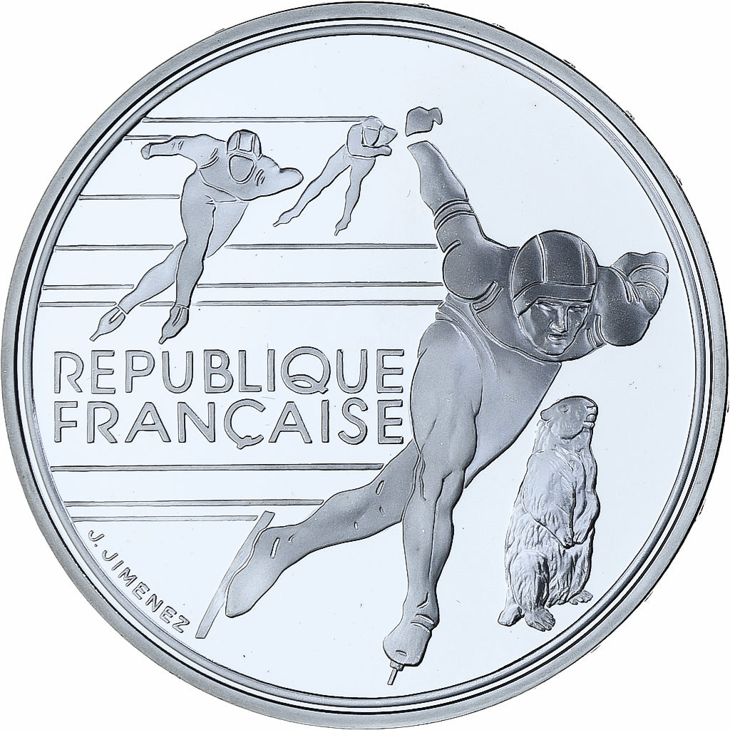 France, 100 Francs, 1992 Olympics, Albertville, Speed Skating, 1990, MDP, BE