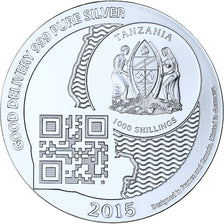Zanzibar, 1000 Shillings, 1 Vera Silver Oz, 2015, FS, Argento, FDC
