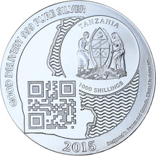 Zanzibar, 1000 Shillings, 1 Vera Silver Oz, 2015, BE, Argent, FDC