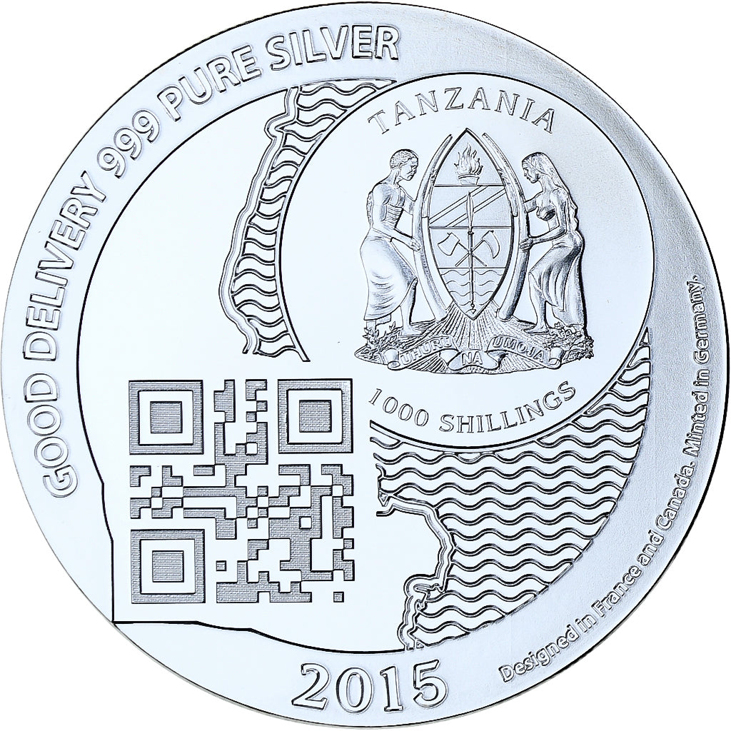 Zanzíbar, 1000 Shillings, 1 Vera Silver Oz, 2015, Prueba, Plata, FDC