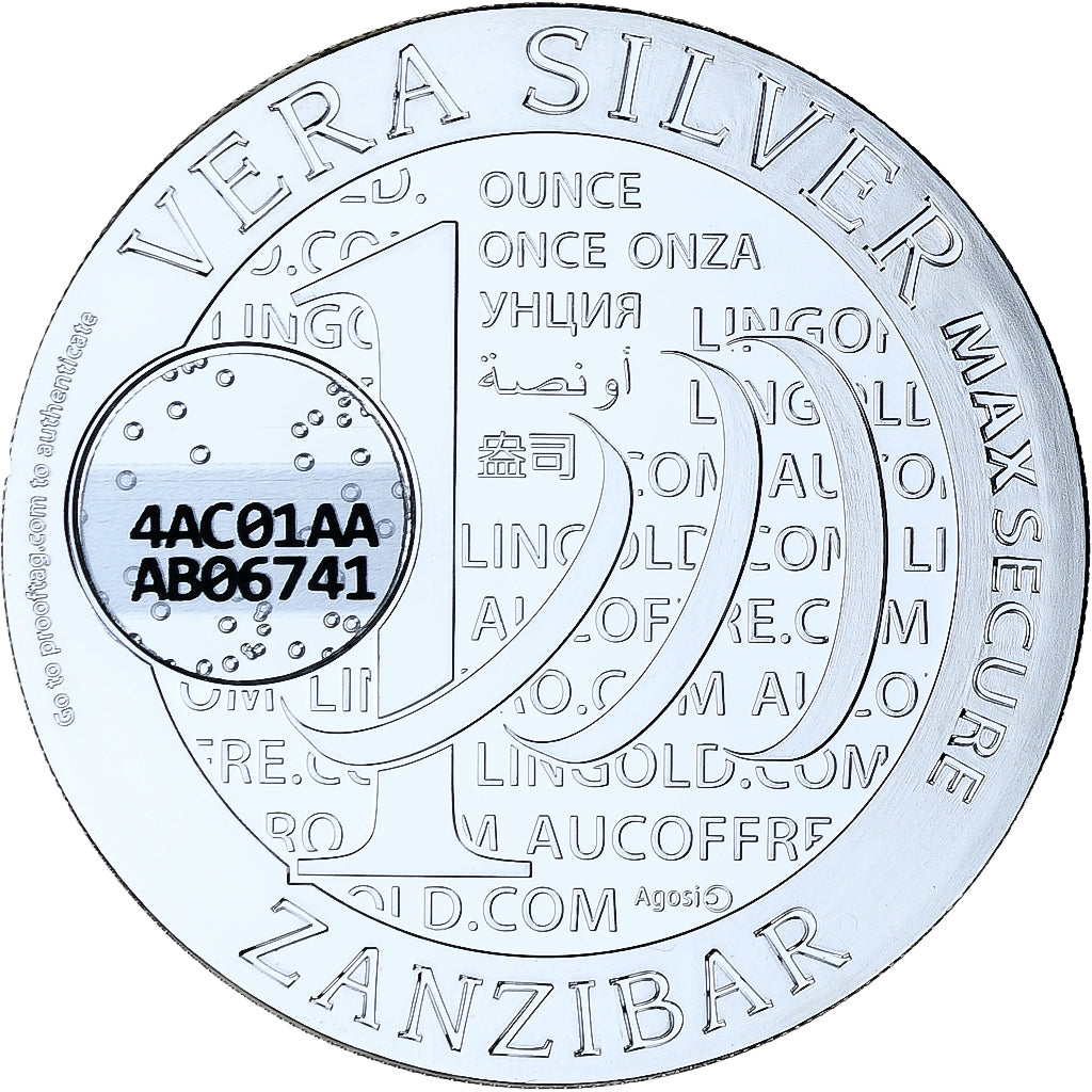 Zanzíbar, 1000 Shillings, 1 Vera Silver Oz, 2015, Prueba, Plata, FDC