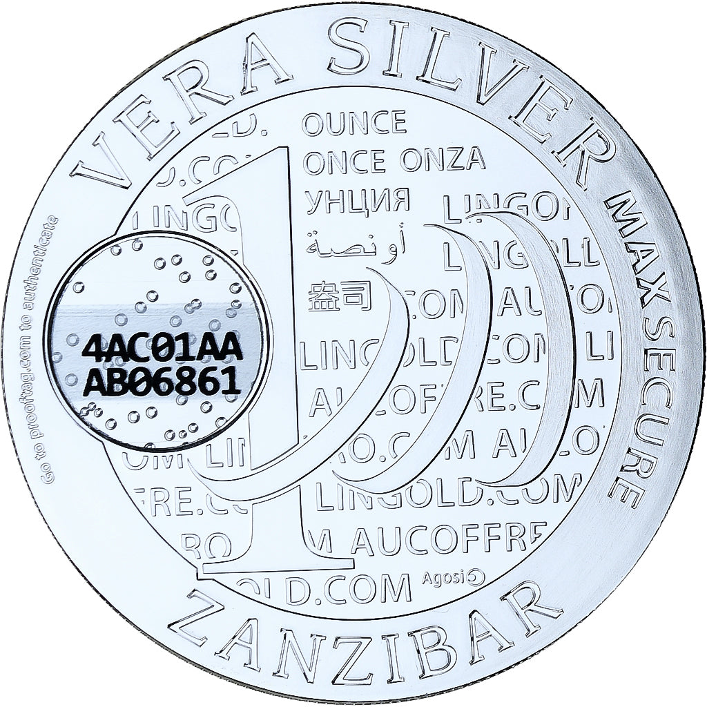Zanzibar, 1000 Shillings, 1 Vera Silver Oz, 2015, Proof, Silver, MS(65-70)