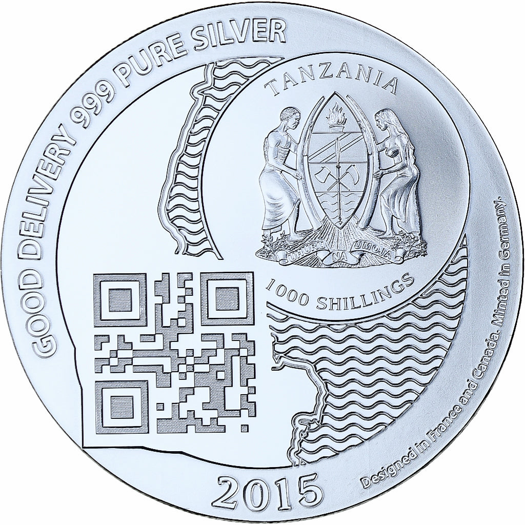 Zanzibar, 1000 Shillings, 1 Vera Silver Oz, 2015, Proof, Silver, MS(65-70)