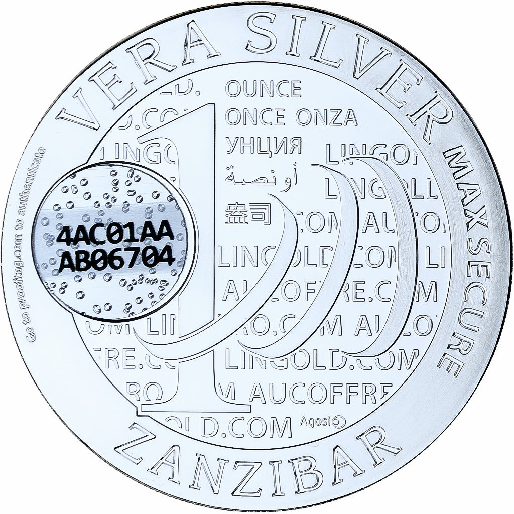 Zanzibar, 1000 Shillings, 1 Vera Silver Oz, 2015, Proof, Silver, MS(65-70)