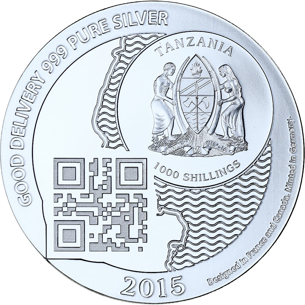 Zanzibar, 1000 Shillings, 1 Vera Silver Oz, 2015, Proof, Silver, MS(65-70)