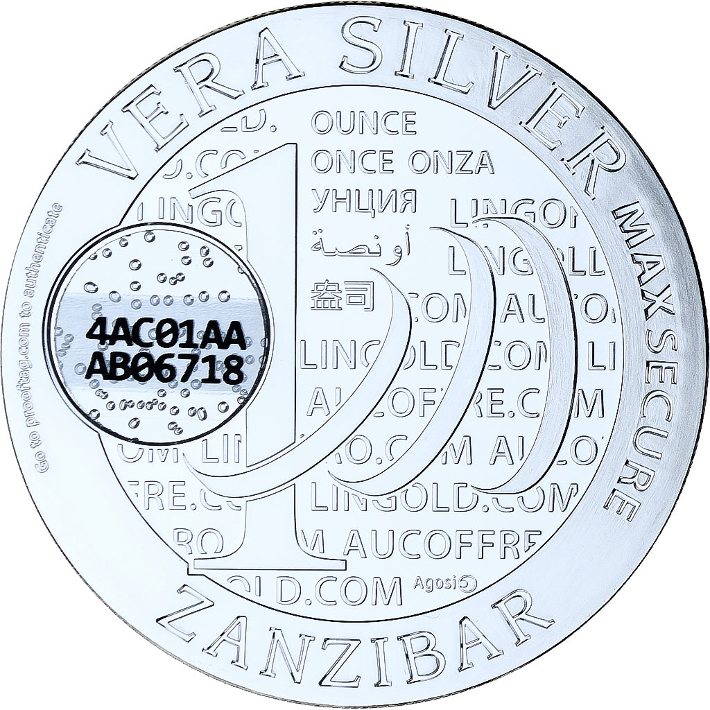 Zanzibar, 1000 Shillings, 1 Vera Silver Oz, 2015, Proof, Silver, MS(65-70)