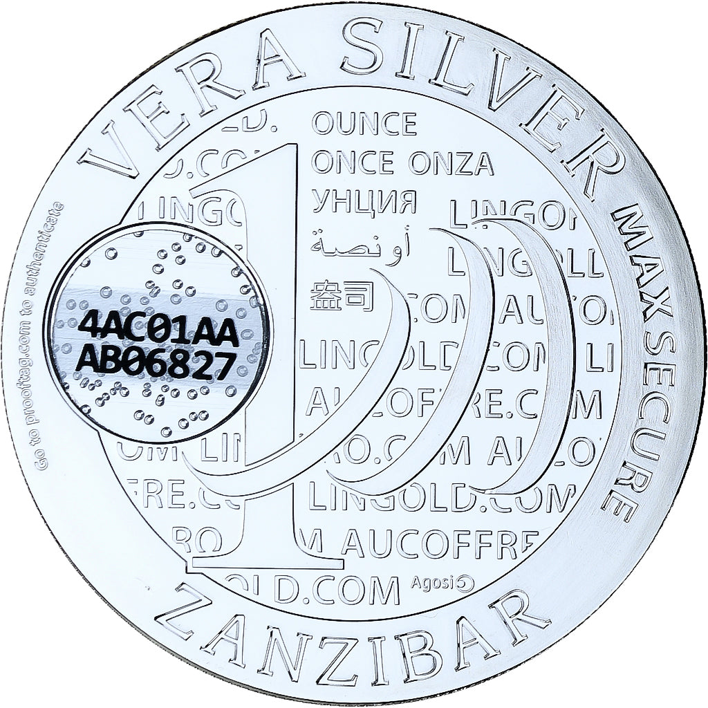 Zanzibar, 1000 Shillings, 1 Vera Silver Oz, 2015, Proof, Zilver, FDC