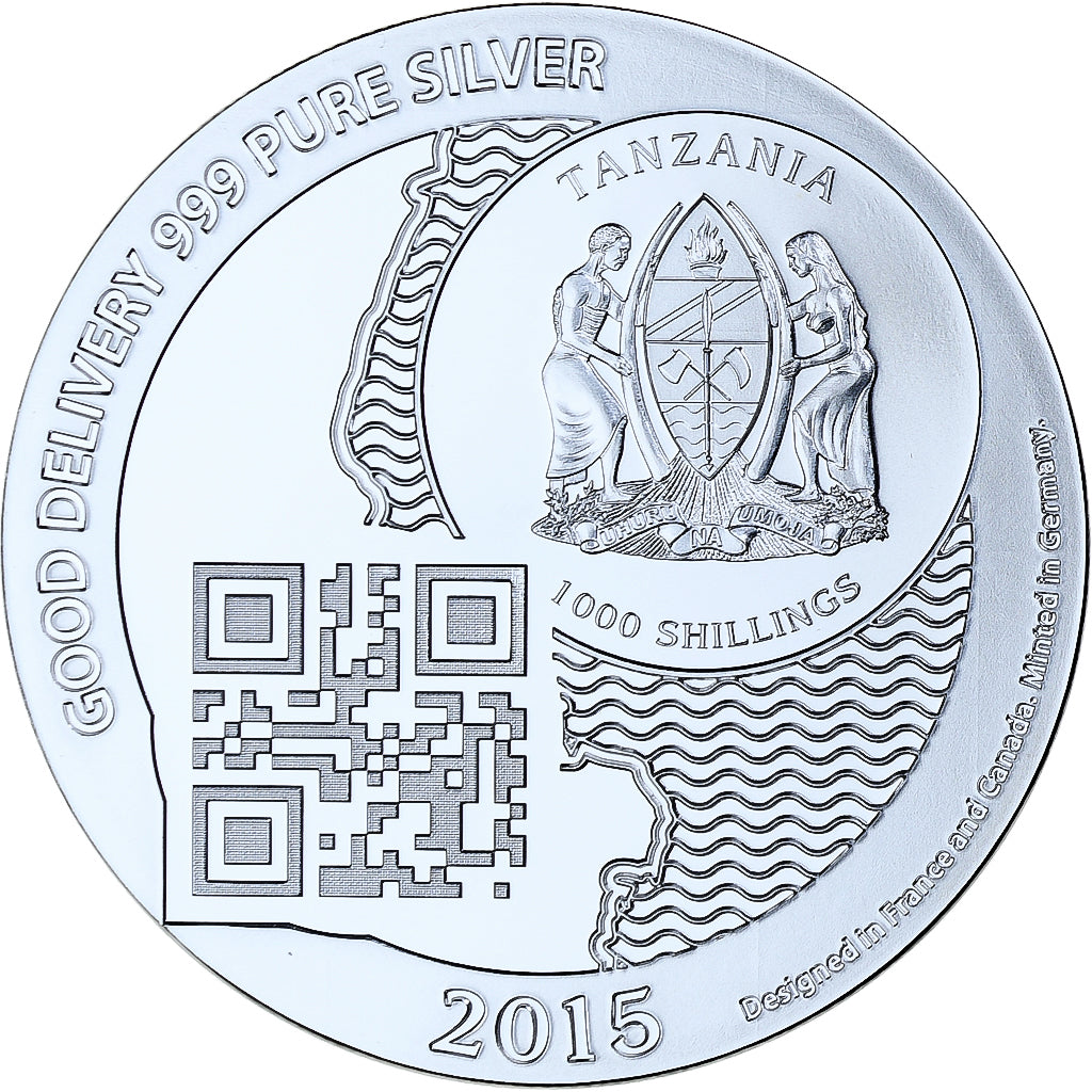 Zanzibar, 1000 Shillings, 1 Vera Silver Oz, 2015, FS, Argento, FDC