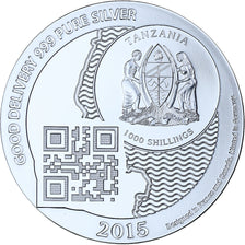 Zanzibar, 1000 Shillings, 1 Vera Silver Oz, 2015, FS, Argento, FDC