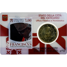 Vatican, Francis, 50 Euro Cent, Pape François, Stamp and coin card.n°13, 2016