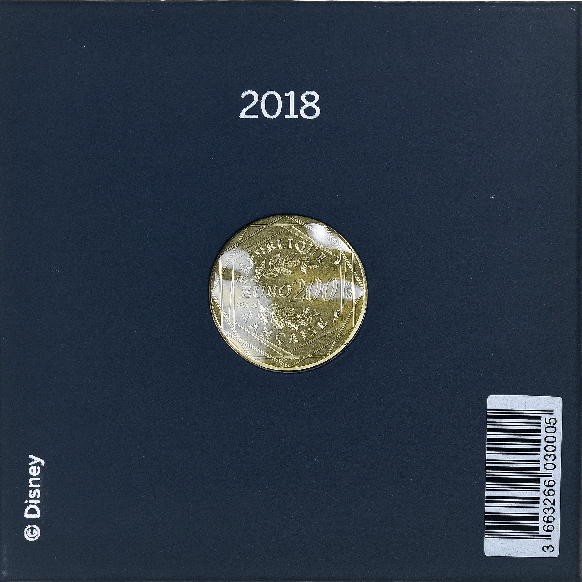 France, 200 Euro, Mickey & La France, BU, 2018, MDP, Gold, MS(65-70)