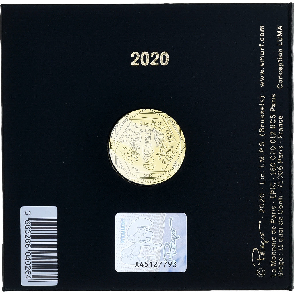 France, 200 Euro, La ronde des Schtroumpfs, 2020, MDP, Or, FDC