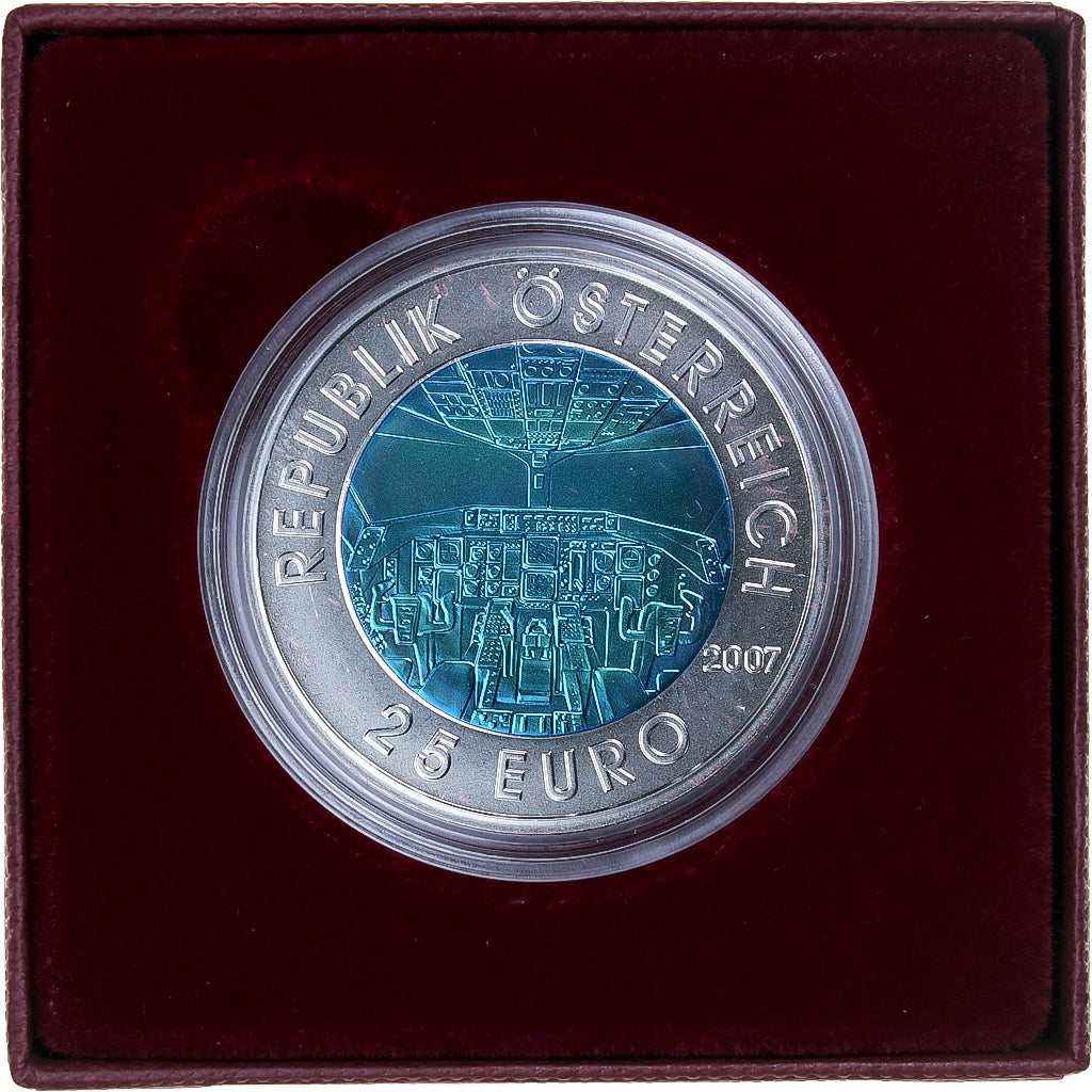 Austria, 25 Euro, Austrian Aviation, 2007, Vienna, Bi-metallico, FDC, KM:3147