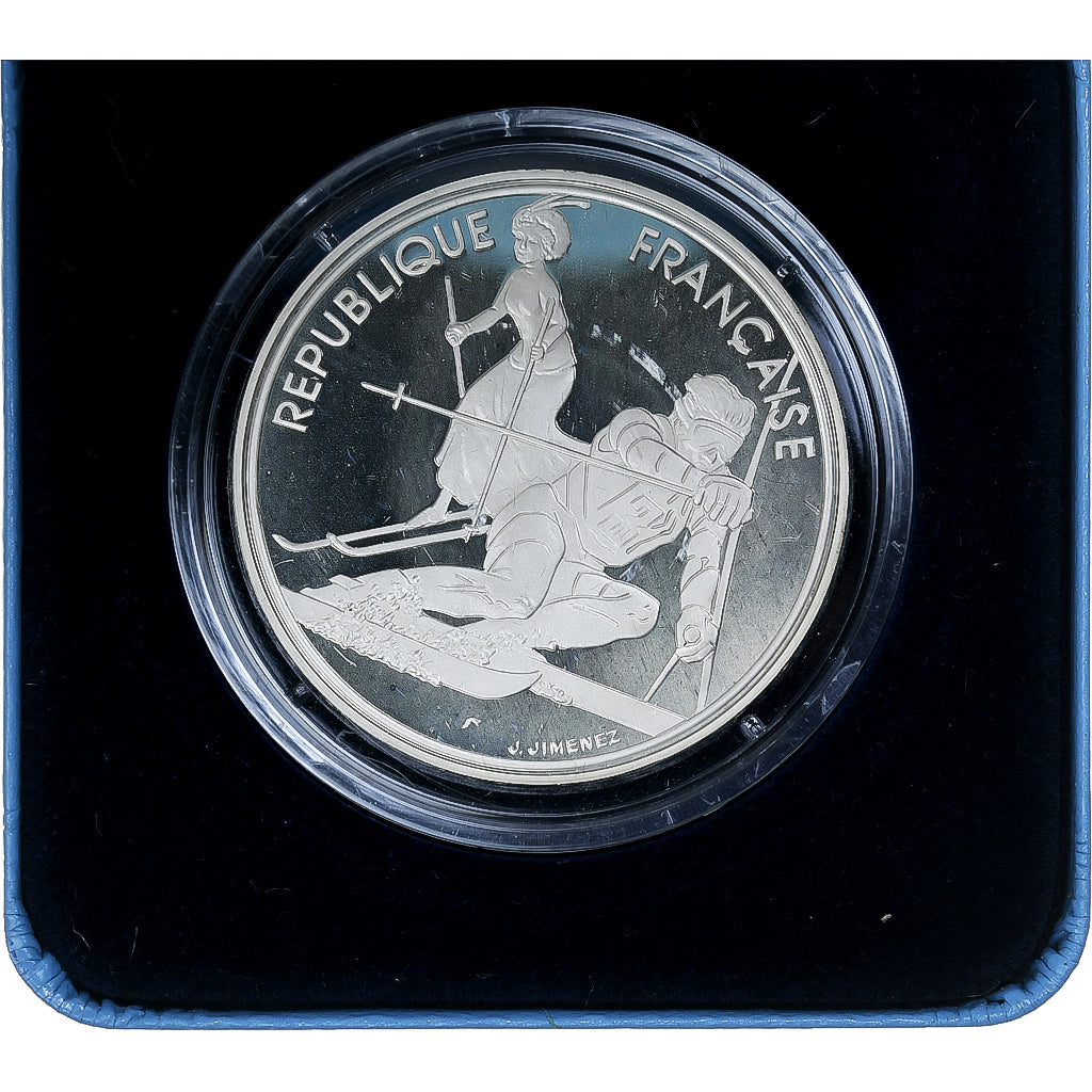 France, 100 Francs, 1992 Olympics, Albertville, Slalom Skiing, 1990, MDP, BE