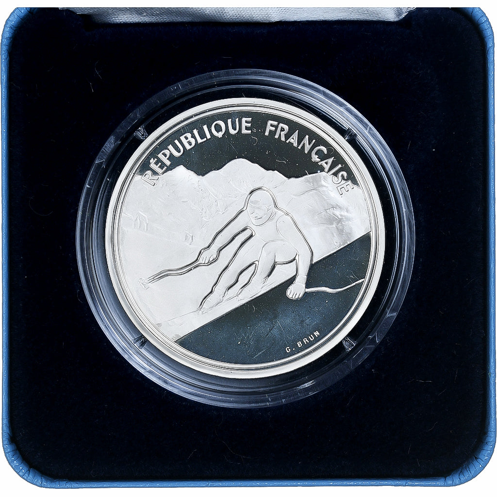 France, 100 Francs, 1992 Olympics, Albertville, Alpine Skiing, 1989, MDP, BE