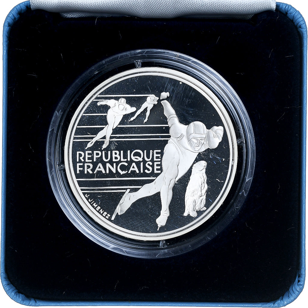 France, 100 Francs, 1992 Olympics, Albertville, Speed Skating, 1990, MDP, BE