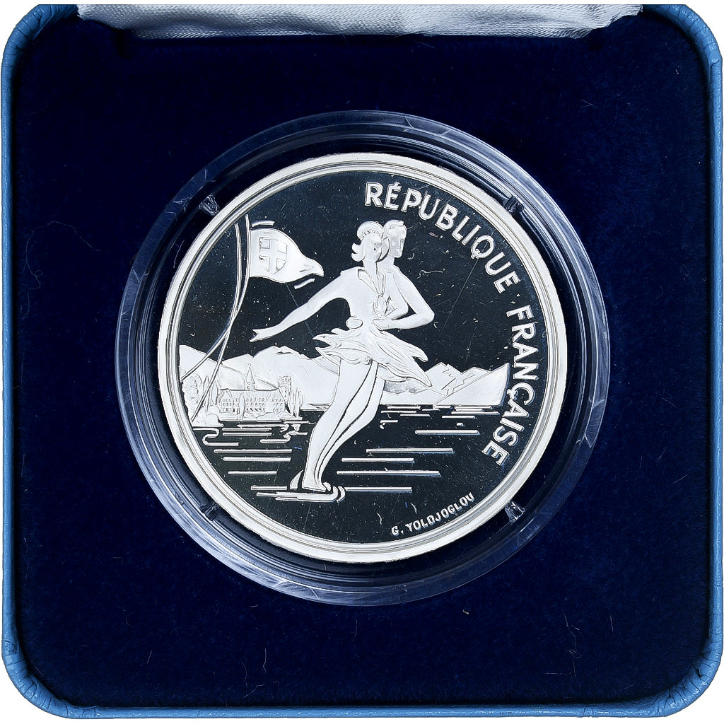 France, 100 Francs, Albertville 92, Patinage artistique, 1989, MDP, BE, Argent