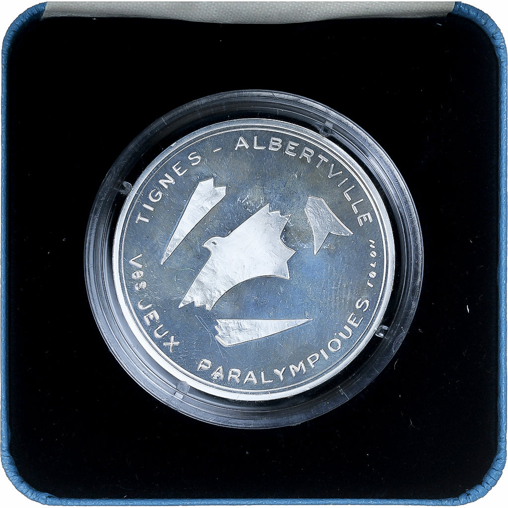 France, 100 Francs, 1992 Paralympics, Albertville, 1992, MDP, Proof, Silver