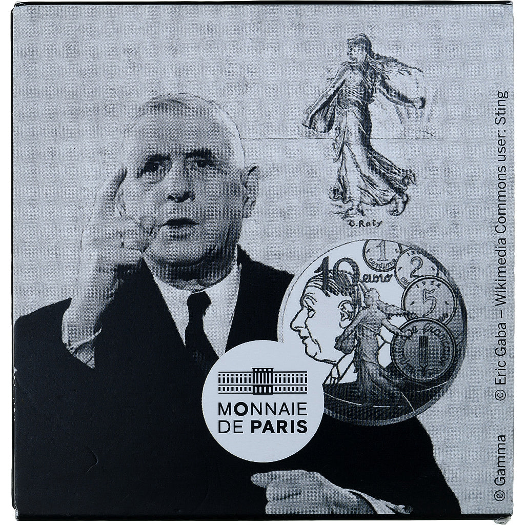 Francja, 10 Euro, 50e anniversaire du nouveau franc, Proof, 2020, MDP, Srebro