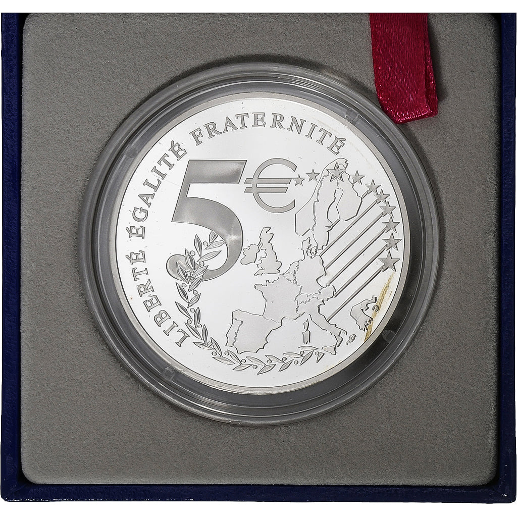 France, 5 Euro, Merci Le Franc !, Proof, 2002, MDP, Silver and Gold, MS(65-70)