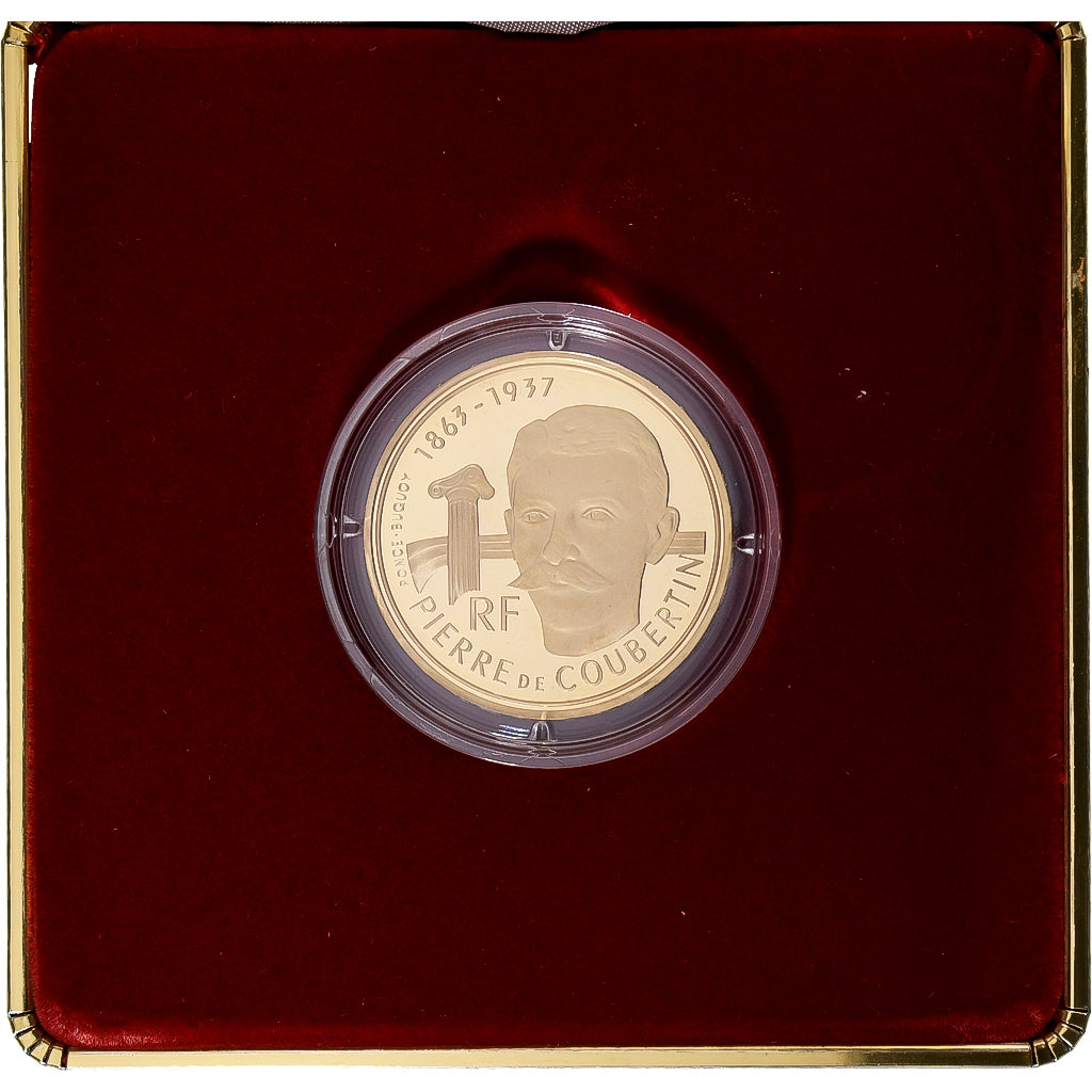 France, 500 Francs, Pierre de Coubertin, 1990, MDP, Proof, Gold, MS(65-70)