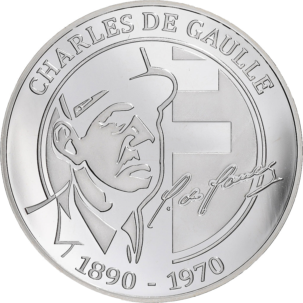 France, Médaille, Charles de Gaulle, Yvonne & Charles, n.d., Argent, BE, FDC