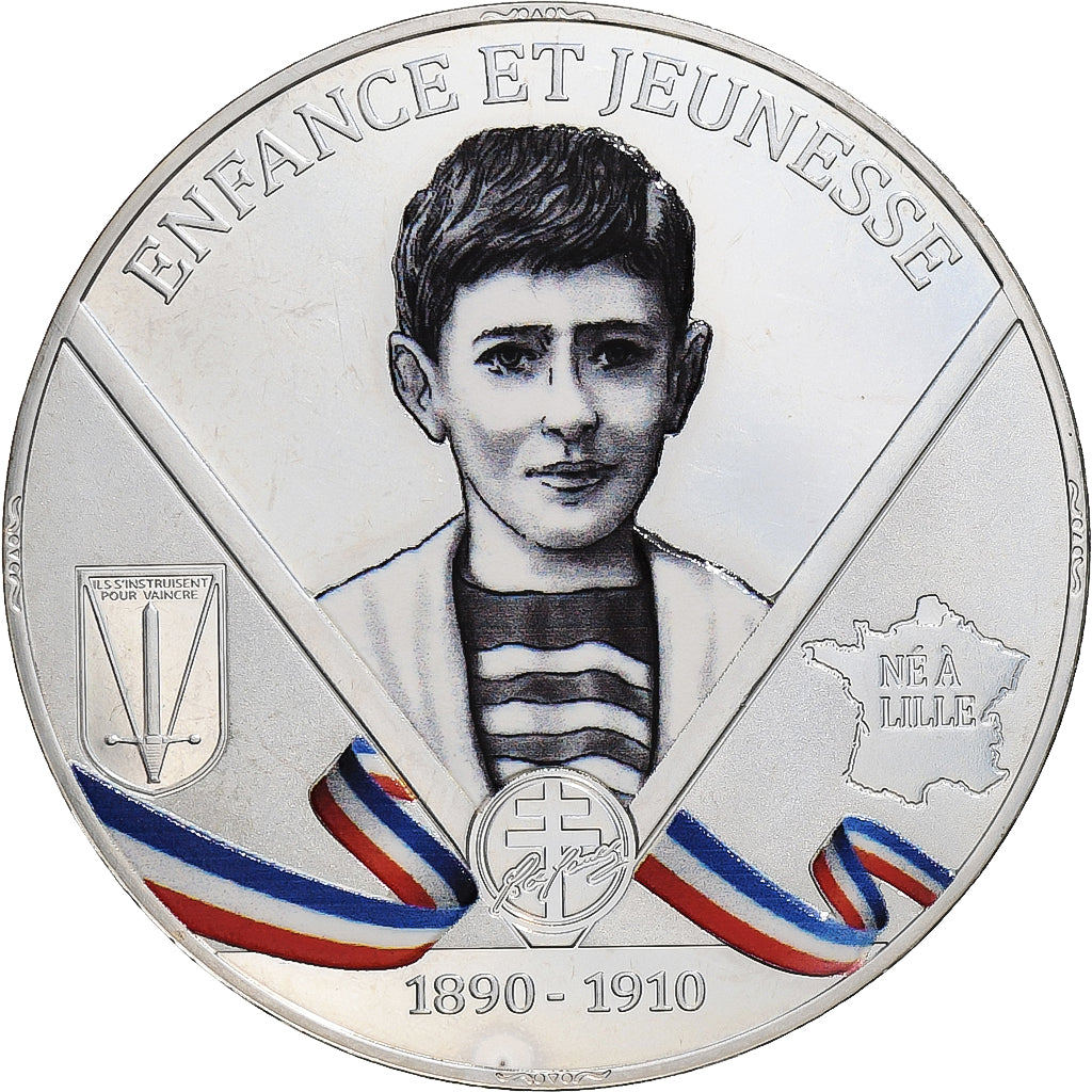 France, Médaille, Charles de Gaulle, Enfance & Jeunesse, n.d., Argent, BE, FDC