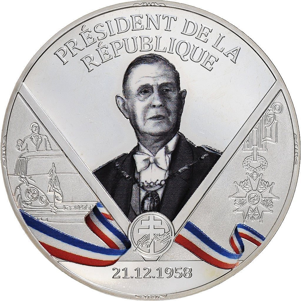France, Medal, Charles de Gaulle, Président de la République, n.d., Silver