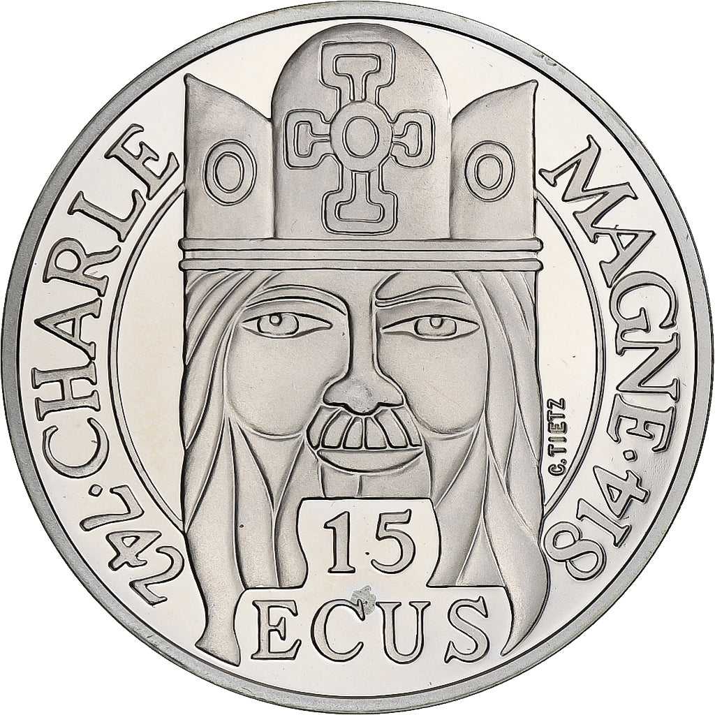 Frankreich, 100 Francs, Charlemagne, 1990, MDP, PP, Silber, STGL