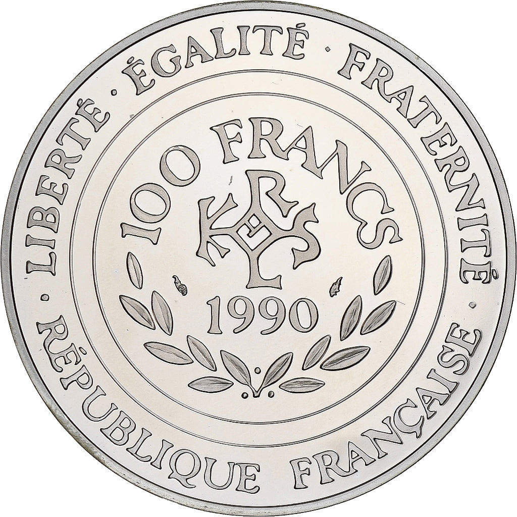 France, 100 Francs, Charlemagne, 1990, MDP, Proof, Silver, MS(65-70)