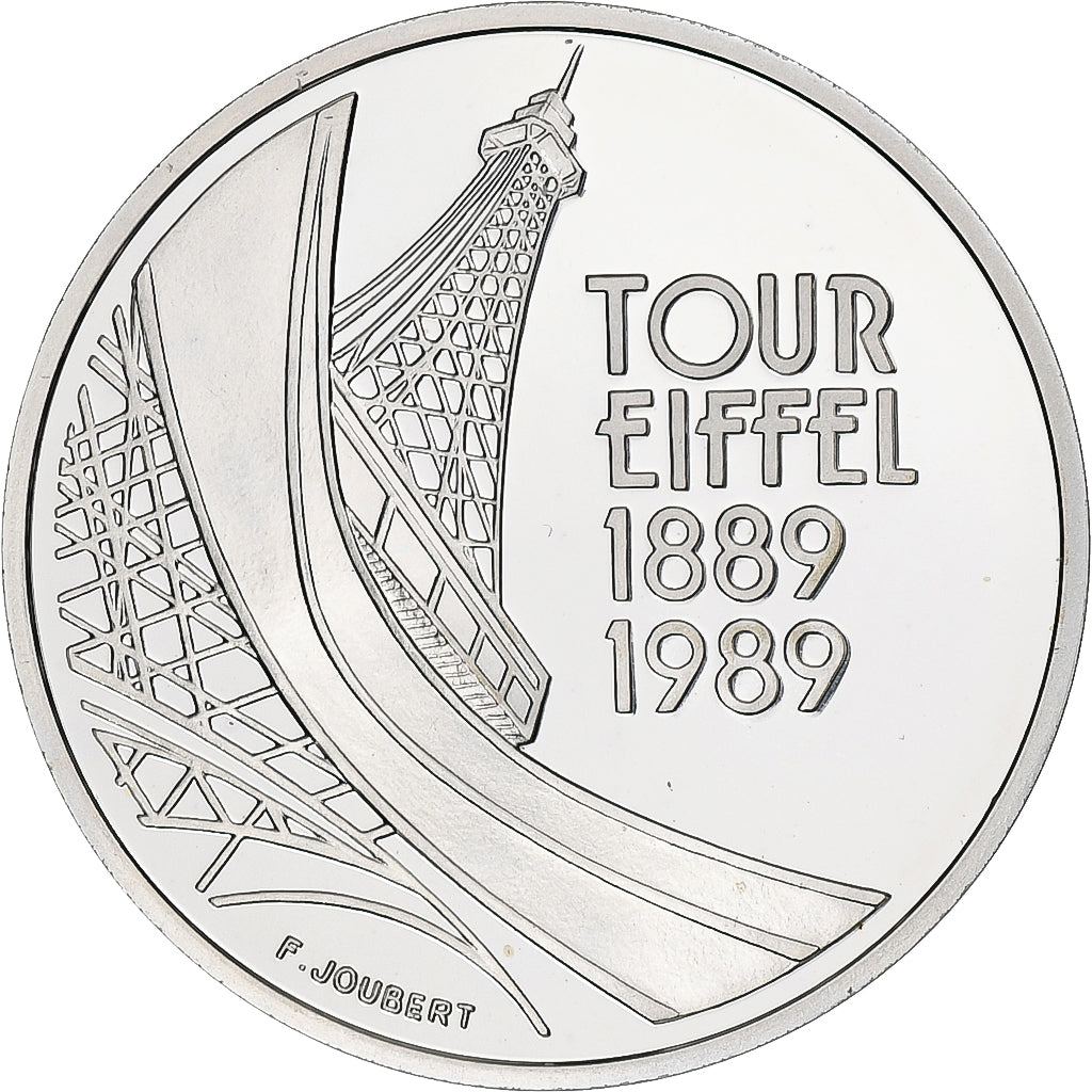 France, 5 Francs, Tour Eiffel, 1989, MDP, Proof, Silver, MS(65-70)