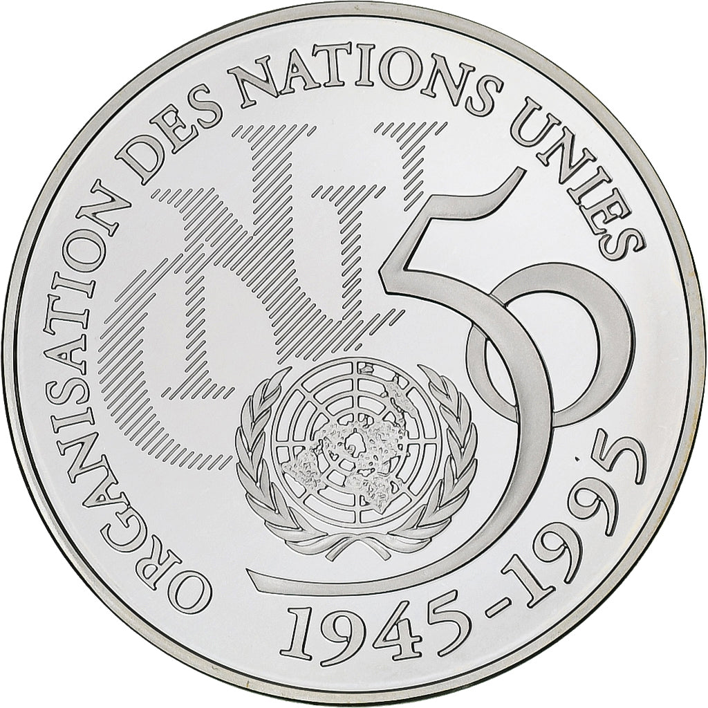 France, 5 Francs, ONU, 1995, MDP, Proof, Silver, MS(65-70)