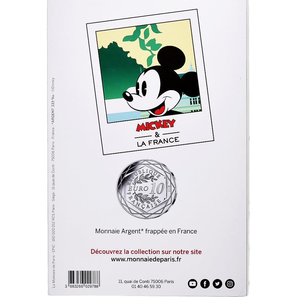 France, 10 Euro, Mickey Un tour de Loire, 2018, MDP, Silver, MS(63)