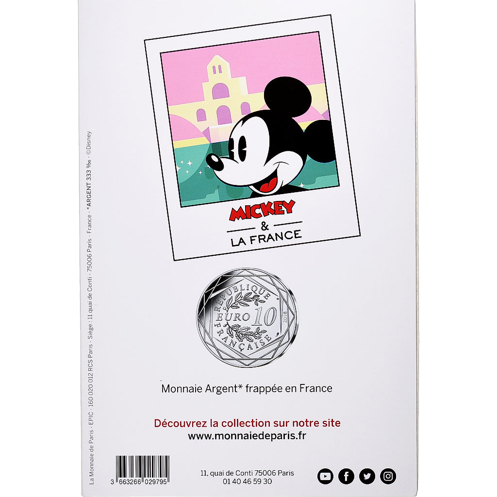 Francja, 10 Euro, Mickey Sur le pont d'Avignon, 2018, MDP, Srebro, MS(63)