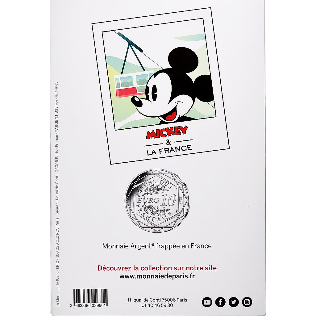 Francia, 10 Euro, Mickey Premier de cordée, 2018, MDP, Plata, SC