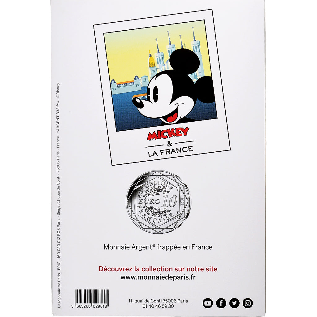 France, 10 Euro, Mickey Silence on tourne, 2018, MDP, Silver, MS(63)